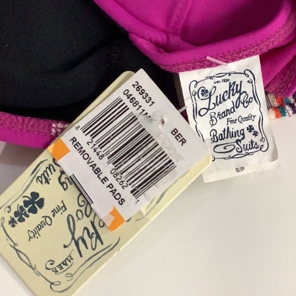 Lucky Brand Size Small Underwire Tribal Print Trim With Fringe Bikini Top. New - Picture 8 of 9